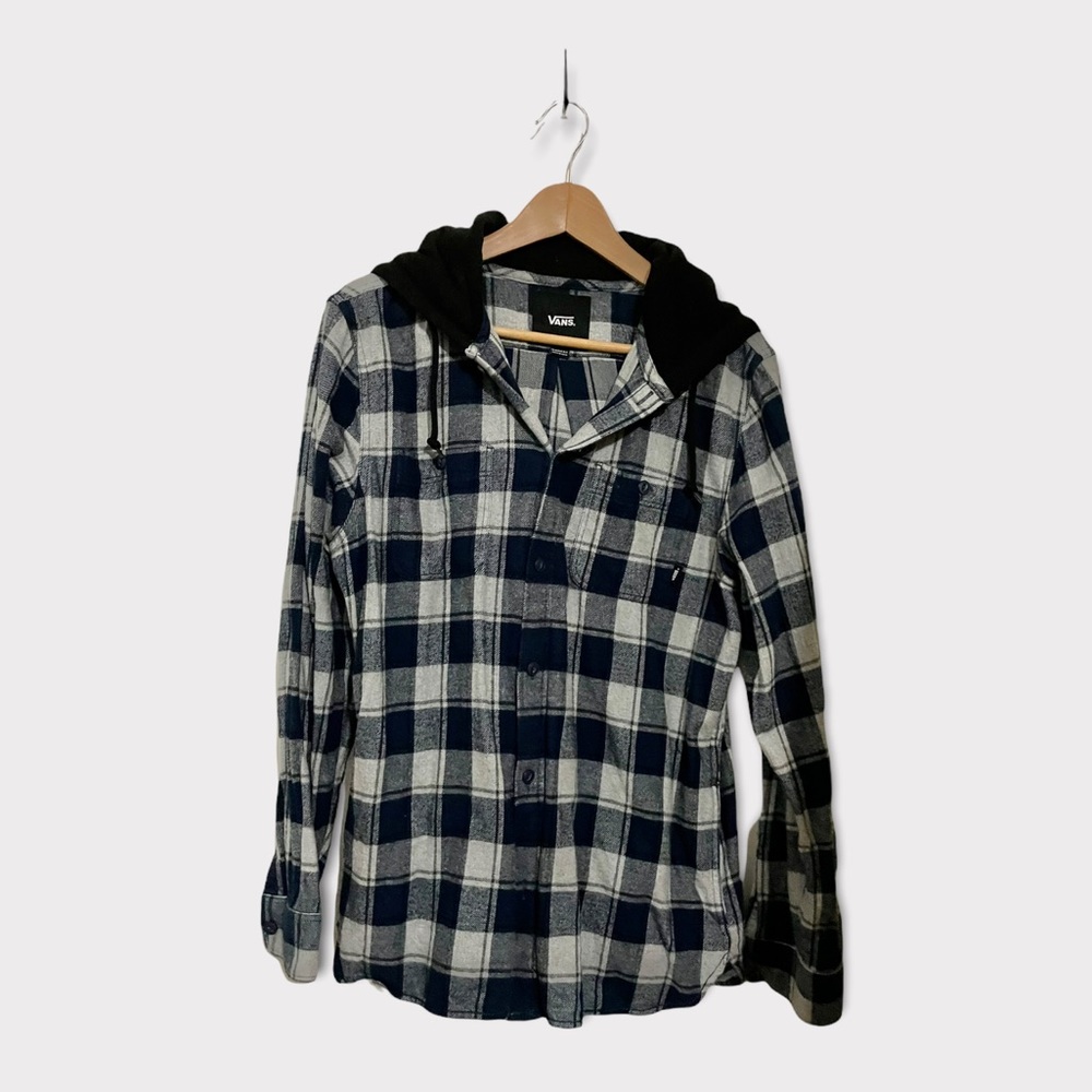 Vans plaid shirt with hood, size M